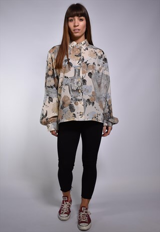 VINTAGE 90S ABSTRACT FLORAL SHIRT