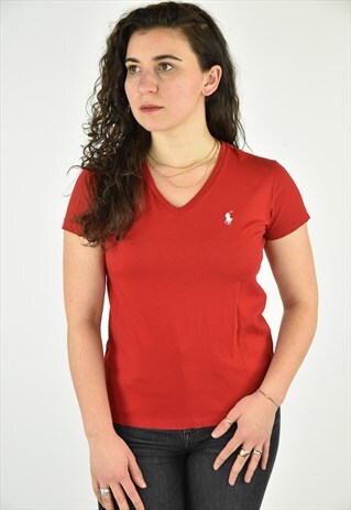 VINTAGE 90'S RALPH LAUREN RED SHORTSLEEVE T-SHIRT SIZE SM
