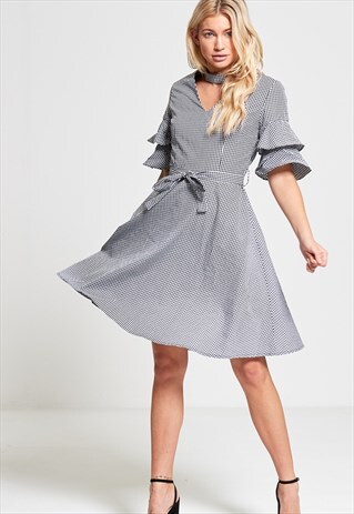 BLACK GINGHAM CHECK DRESS