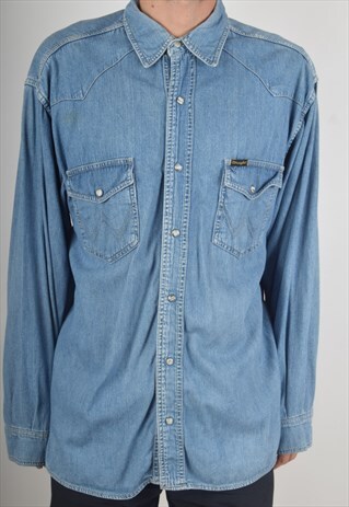 VINTAGE WRANGLER DENIM SHIRT SIZE XL 90'S (930)