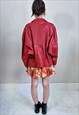 VINTAGE 80'S RED LEATHER BATWING JACKET