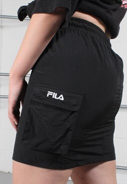 Vintage Fila Skirt in Black with Spell Out Logo Small