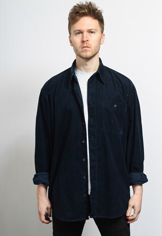 VINTAGE CORDUROY CORD SHIRT BLUE