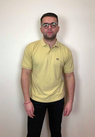 VINTAGE 90S FRED PERRY POLO SHIRT YELLOW