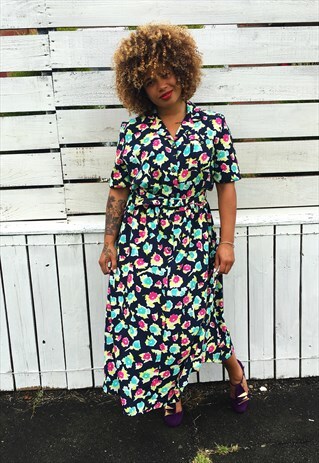 BOLD FLORAL VINTAGE MAXI DRESS