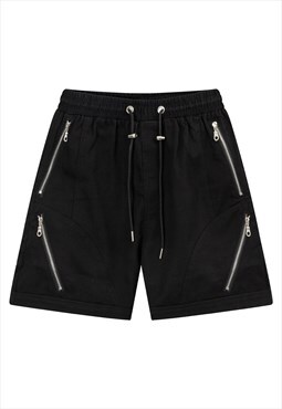 Extreme zippers utility shorts premium gorpcore pants black