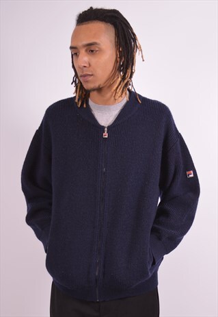 VINTAGE FILA CARDIGAN SWEATER NAVY BLUE