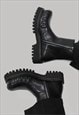 HIGH FASHION BOOTS CHUNKY PLATFORM PUNK ANKLE SHOES IN BLACK