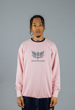LIGHT PINK ORGANIC SWEATER WITH NU ENGLAND EMBROIDERY