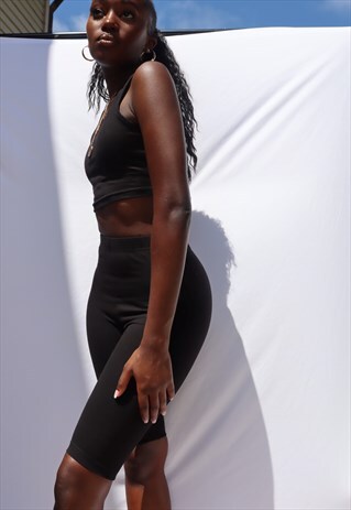 BLACK OLIVIA BIKER SHORTS