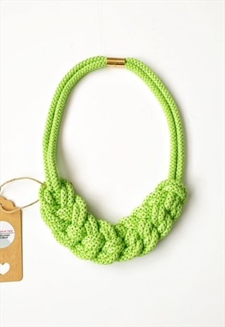 HANDMADE BY TINNI THE LENA BOHO KNOTTED NECKLACE NEON GREEN