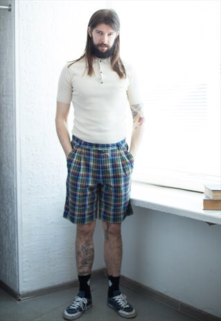 VINTAGE 80'S CHECKED COTTON SHORTS