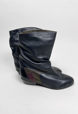 Deadstock 80's Unworn Black Leather Ladies Ankle Boots 