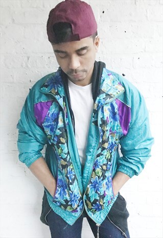 PRINTED SILKY WINDBREAKER/SHELL/BOMBER JACKET (1990'S)
