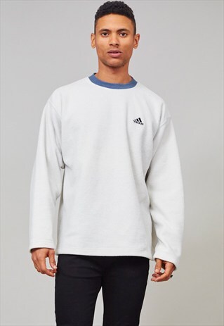 VINTAGE 90'S OVERSIZED OFF-WHITE FLEECE ADIDAS SWEATER