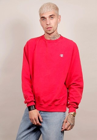 VINTAGE 90'S CHAMPION LOGO BRIGHT RED SWEATSHIRT