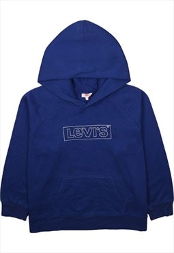 Vintage 90's Levi's Hoodie Spellout Pullover Blue XLarge