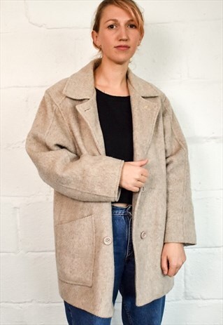 VINTAGE 90S OATMEAL WOOL COAT
