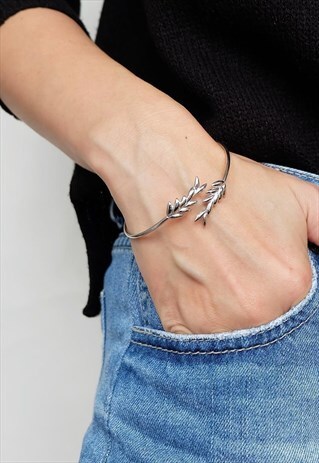 OLIVE LEAF STERLING SILVER BANGLE