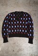 Vintage Patterned Knit Jumper Black Cottagecore