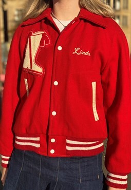 Vintage 70s Red Wool Varsity Jacket