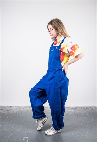 VINTAGE BLUE DENIM PAINT DUNGAREES