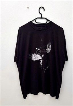 Vintage dog black single stitch nature T-shirt large 