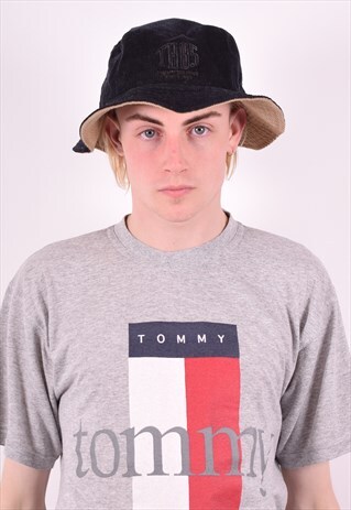TOMMY HILFIGER MENS VINTAGE CORDUROY HAT ONE SIZE BLUE 90'S