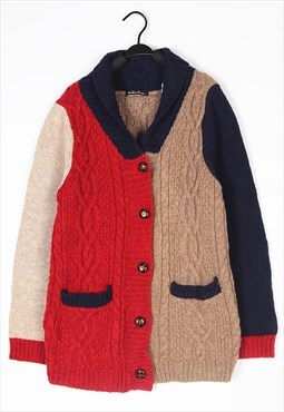 Khaki Patterned wool knitwear Cardigan jumper knit 