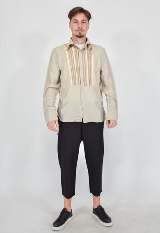 VINTAGE ROBERTO CAVALLI SHIRT BEIGE ELEGANT CASUAL
