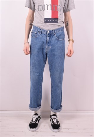 TRUSSARDI MENS VINTAGE JEANS W32 L29 BLUE 90S