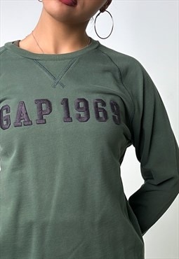 Green 90s GAP Embroidered Spellout Sweatshirt