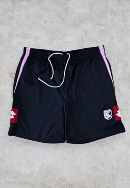 Vintage Palermo Football Shorts Black Pink Lotto Medium