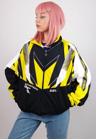JAKO VINTAGE 90'S UNISEX TRACK JACKET YELLOW AND BLACK