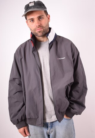 TOMMY HILFIGER MENS VINTAGE JACKET XL GREY 90S