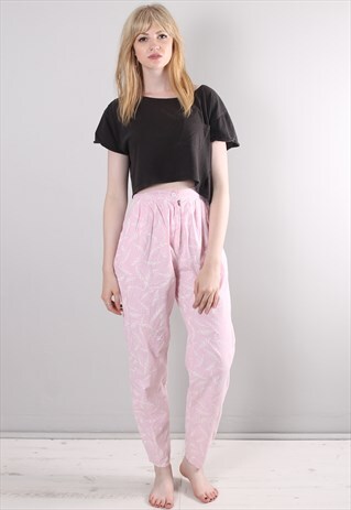 VINTAGE 90S PINK PATTERNED HIGH WAISTED TROUSERS