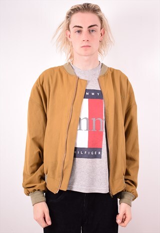 MENS VINTAGE BOMBER JACKET LARGE KHAKI 90S