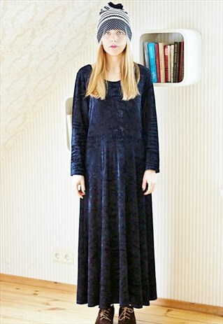 VINTAGE BLUE MAXI SUEDE DRESS
