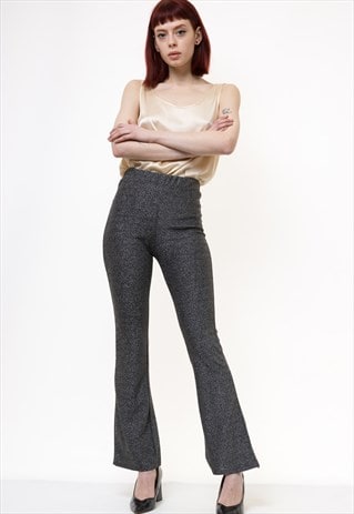 WOMAN VINTAGE HIGH WAISTED FLARE TROUSERS SIZE S 5028