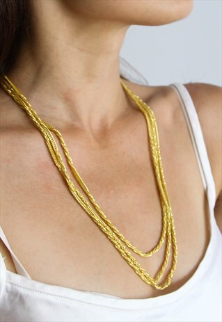 DEADSTOCK 90'S GOLD TRIPLE CHAIN NECKLACE