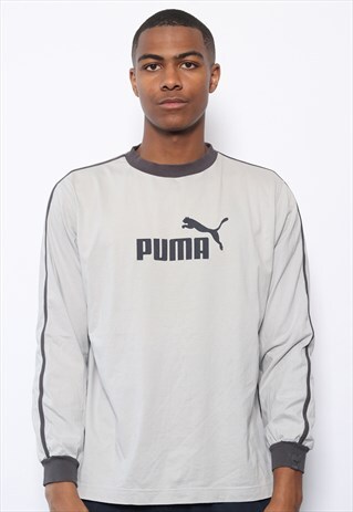 VINTAGE PUMA LOGO LONG SLEEVE T-SHIRT BEIGE