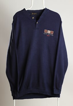 Vintage Gianni Valentino 1/4 buttons Sweatshirt Logo Navy