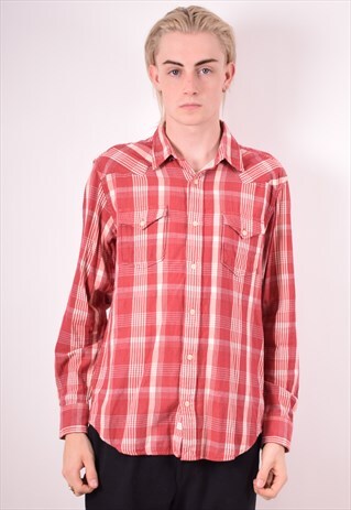 MENS VINTAGE SHIRT MEDIUM RED CHECK 90S