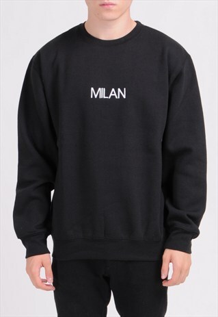 BLACK MILAN SWEATSHIRT - EMBROIDERED