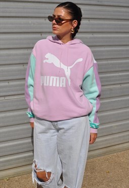 Vintage 00's Puma reworked pastel and tiger fleece hoodie