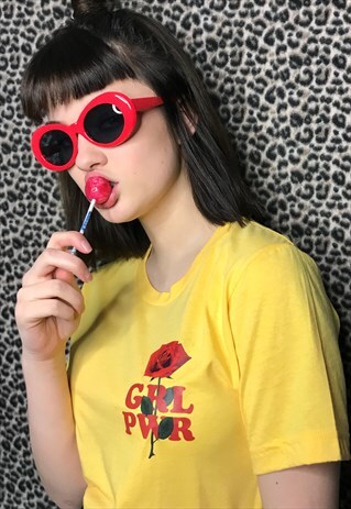 GRL PWR ROSE LOGO GOLD T SHIRT TOP GIRL POWER