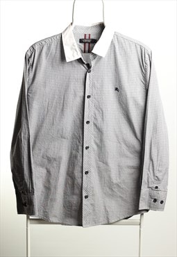 Vintage Burberry Logo Long Sleeve Checked Shirt Grey 