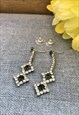 BLACK DIAMONTE DANGLE EARRINGS