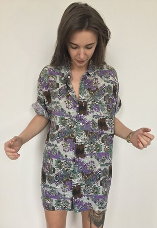 PATTERNED OVERSIZED RETRO VINTAGE UNISEX FESTIVAL SHIRT