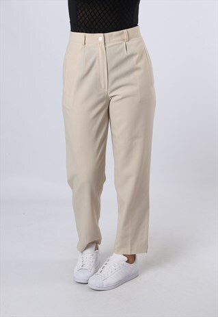 HIGH WAISTED TROUSERS CHECKED TAPERED UK 12 (CKBA)